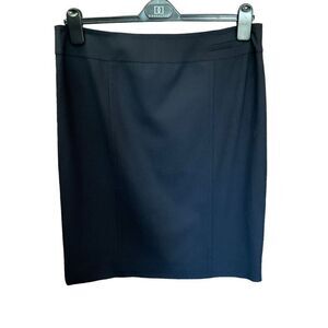 Carlisle Midi Skirt Wool Blend Stretch Black Back Zipper Clasp Closure Women 14